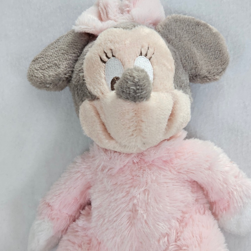 Disney Minnie Mouse Plush Pink Shaggy Stuffed Animal Disneyland WDW 11" Rattle